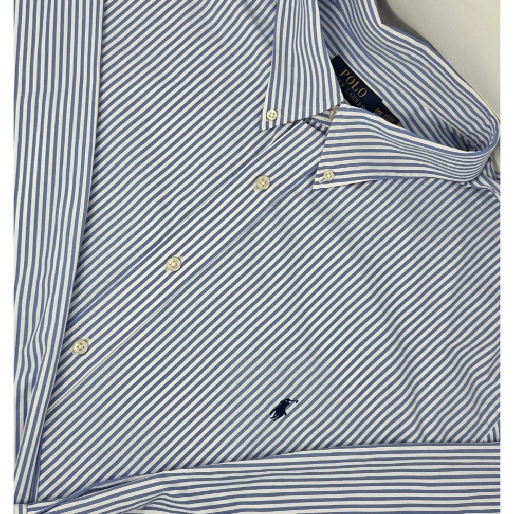 Polo Ralph Lauren Performance Shirt Men's 3XB Blue White Stripe Long Sleeve NWOT